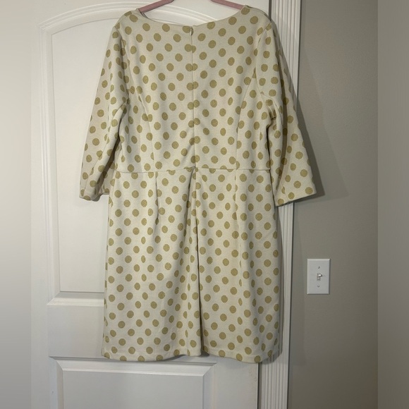 Boden‎ White and Gold Polka Dot Long Sleeve Dress Size 16 - Picture 2 of 7